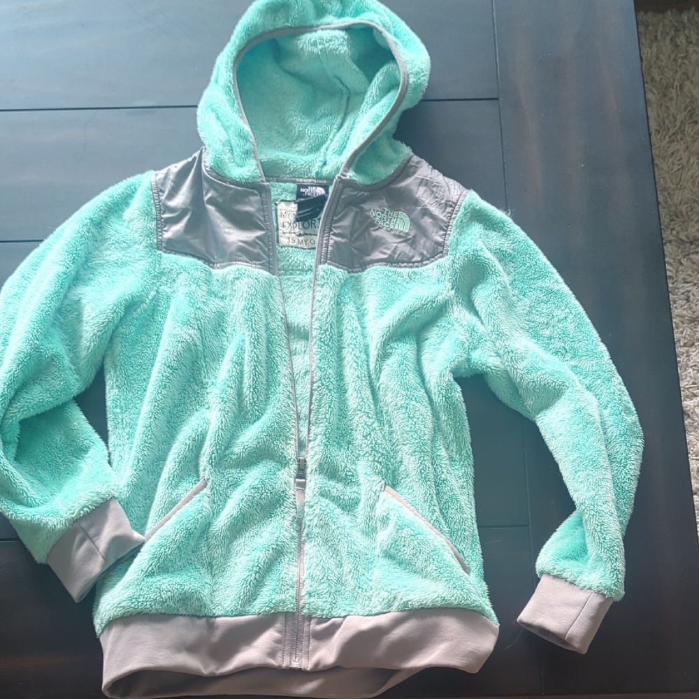 The North Face Mint Green and Gray Kids Jacket